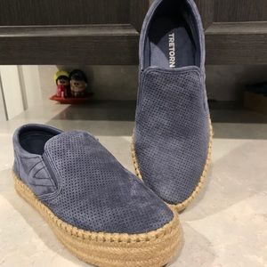 Tree torn blue suede slip in sneaker espadrilles